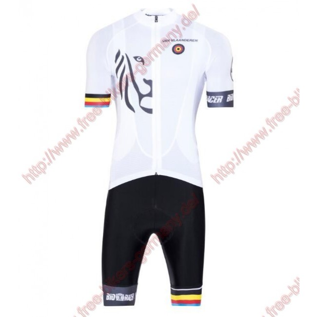 Radsport Bioracer Van Vlaanderen Weiß schwarz 2018 Radbekleidung Satz Trikot Kurzarm+Trägerh Radsport Bioracer Van Vlaanderen Weiß schwarz 2018 Radbekleidung Satz Trikot Kurzarm+Trägerh