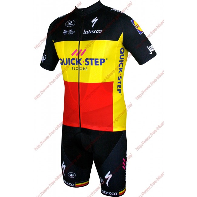 Radsport Quick Step Floors Belgium Champion 2018 Radbekleidung Satz Trikot Kurzarm+Trägerh Radsport Quick Step Floors Belgium Champion 2018 Radbekleidung Satz Trikot Kurzarm+Trägerh