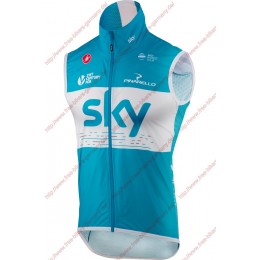 Radsport Team Sky 2018 Blau Windstopper ärmelloses Trikot Kurz Radsport Team Sky 2018 Blau Windstopper ärmelloses Trikot Kurz