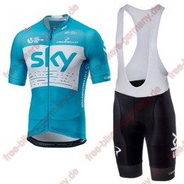 Profiteam 2018 SKY blau Radbekleidung Satz Trikot Kurzarm+Trägerh
