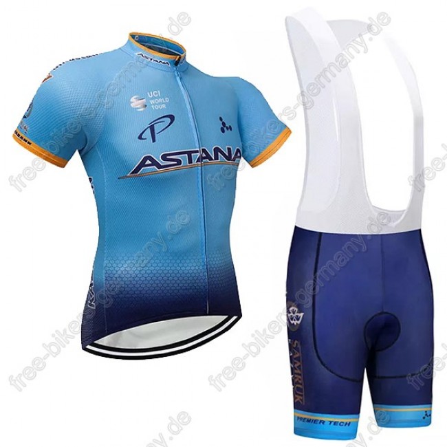 Astana blau Radbekleidung Satz Trikot Kurzarm+Trägerhosen  Astana blau Radbekleidung Satz Trikot Kurzarm+Trägerhosen
