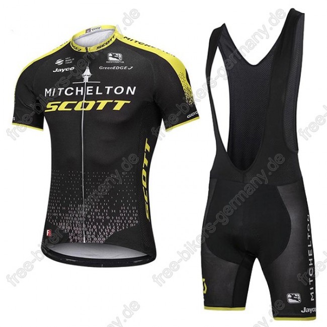 Mitchelton Scott Radbekleidung Satz Trikot Kurzarm+Trägerhosen Set schw Mitchelton Scott Radbekleidung Satz Trikot Kurzarm+Trägerhosen Set schw