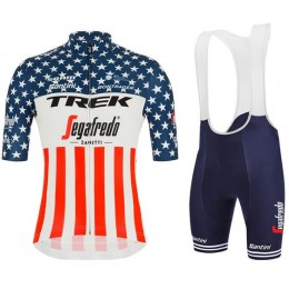 Fahrradbekleidung Radsport 2020 TREK-SEGAFREDO Amerikanischer Meister Radbekleidung Satz Trikot Kurzarm+Trägerhosen S