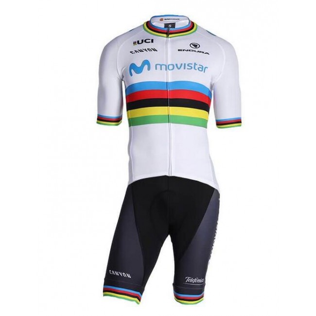 Fahrradbekleidung Radsport 2020 MOVISTAR TEAM World Champion Radbekleidung Satz Trikot Kurzarm+Trägerhosen Set Outl Fahrradbekleidung Radsport 2020 MOVISTAR TEAM World Champion Radbekleidung Satz Trikot Kurzarm+Trägerhosen Set Outl
