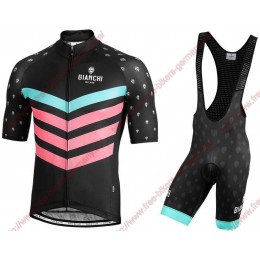 Profiteams BIANCHI MILANO Nicandro Black Radbekleidung Satz Trikot Kurzarm+Trägerhosen Se
