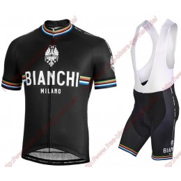 Profiteams BIANCHI MILANO New Pride black Radbekleidung Satz Trikot Kurzarm+Trägerhosen Se