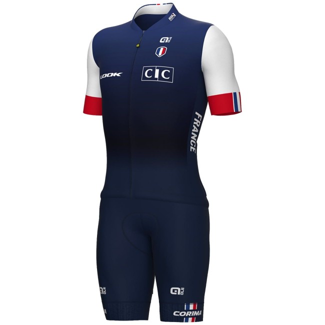 Frankreich 2023 Set(Radtrikot langer RV+Trägerhose)-ALE Radsport-Profi-Team Frankreich 2023 Set(Radtrikot langer RV+Trägerhose)-ALE Radsport-Profi-Team