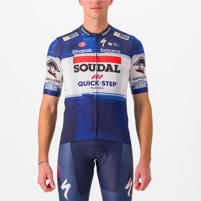 Soudal Quick-Step 2023 Set(Competizione Radtrikot+Competizione Trägerhose)-Radsport-Profi-Team Soudal Quick-Step 2023 Set(Competizione Radtrikot+Competizione Trägerhose)-Radsport-Profi-Team