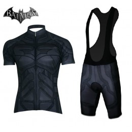 2015 Bat-Man Fahrradbekleidung Satz Fahrradtrikot Kurzarm Trikot und Kurz Trägerhose schwarz