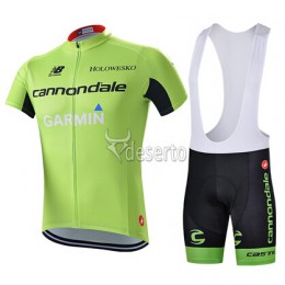 2015 Garmin Cannondale Fahrradbekleidung Satz Fahrradtrikot Kurzarm Trikot und Kurz Trägerhose Grün