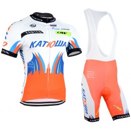 2015 Katusha Fahrradbekleidung Satz Fahrradtrikot Kurzarm Trikot und Kurz Trägerhose punainen