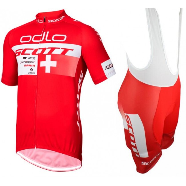 2015 Odlo Scott Swiss Rote Fahrradbekleidung Satz Fahrradtrikot Kurzarm Trikot und Kurz Trägerhose 2015 Odlo Scott Swiss Rote Fahrradbekleidung Satz Fahrradtrikot Kurzarm Trikot und Kurz Trägerhose