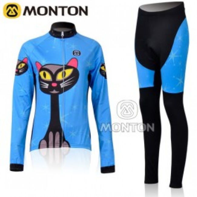 2011 Monton Blue Cat Damen Thermal Fahrradbekleidung Radtrikot Satz Langarm und Lange Fahrradhose 2011 Monton Blue Cat Damen Thermal Fahrradbekleidung Radtrikot Satz Langarm und Lange Fahrradhose