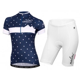 2015 Nalini Siele Blau Snow Damen Radbekleidung Radtrikot Kurzarm und Fahrradhosen Kurz