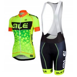 2015 ALE Damen Grün Fahrradbekleidung Satz Fahrradtrikot Kurzarm Trikot und Kurz Trägerhose
