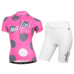 2015 Nalini Siele Rose-Grau Damen Radbekleidung Radtrikot Kurzarm und Fahrradhosen Kurz
