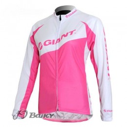 Giant Fahrradtrikot Langarm Rosa Weiß Damen