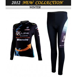 2012 Damen bianchi Cycling Fahrradbekleidung Radtrikot Satz Langarm und Lange Fahrradhose