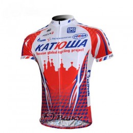 Katusha Russland Radtrikot Kurzarm Weiß Rot