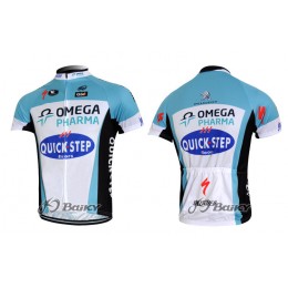 2012 Omega Pharma-Quick Step Radtrikot Kurzarm Weiß Blau