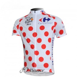 2011 Tour de France Gepunktetes Radtrikot Kurzarm Weiß Rot 2011 Tour de France Gepunktetes Radtrikot Kurzarm Weiß Rot