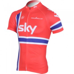 2013Team Sky Norwegisch Champion Radtrikot Kurzarm Rot