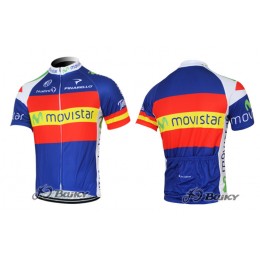 2012 Movistar Radtrikot Kurzarm Blau Rot