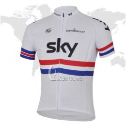 2013 Team Sky Radtrikot Kurzarm Weiß Rot Blau