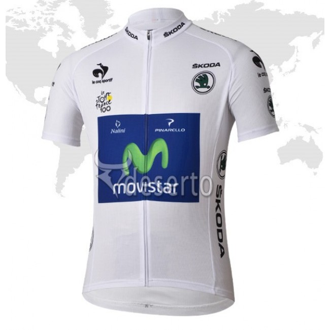 Movistar Tour de France Weißen Trikots Radtrikot Kurzarm Movistar Tour de France Weißen Trikots Radtrikot Kurzarm