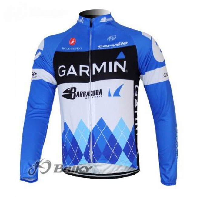 Garmin Barracuda Pro Team Fahrradtrikot Langarm Blau Weiß Garmin Barracuda Pro Team Fahrradtrikot Langarm Blau Weiß
