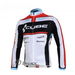 Cube Fintro Pro Team Fahrradtrikot Langarm Weiß Schwarz Rot