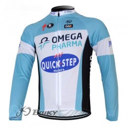 Omega Pharma Quick Step Pro Team Fahrradtrikot Langarm Blau Weiß Omega Pharma Quick Step Pro Team Fahrradtrikot Langarm Blau Weiß