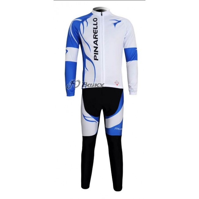 Pinarello Pro Team Radbekleidung Satz Fahrradtrikot Langarm und Lang Radhose Weiß Blau Pinarello Pro Team Radbekleidung Satz Fahrradtrikot Langarm und Lang Radhose Weiß Blau