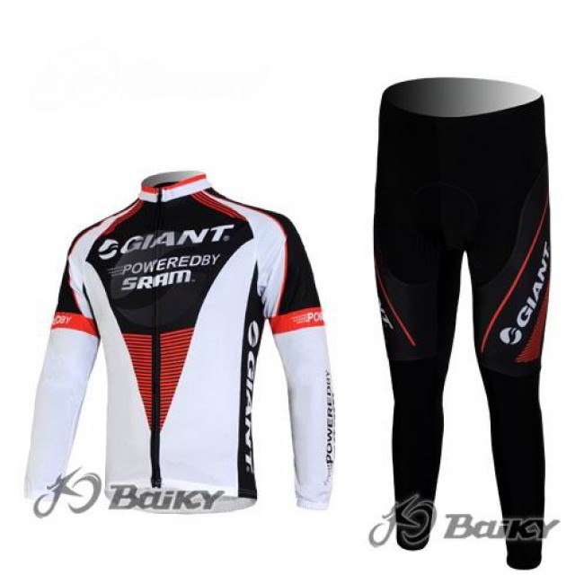 Giant Sram Pro Team Radbekleidung Satz Fahrradtrikot Langarm und Lang Radhose Weiß Schwarz Rot Giant Sram Pro Team Radbekleidung Satz Fahrradtrikot Langarm und Lang Radhose Weiß Schwarz Rot