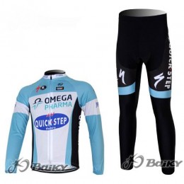 Omega Pharma Quick Step Pro Team Radbekleidung Satz Fahrradtrikot Langarm und Lang Radhose Blau Weiß Omega Pharma Quick Step Pro Team Radbekleidung Satz Fahrradtrikot Langarm und Lang Radhose Blau Weiß