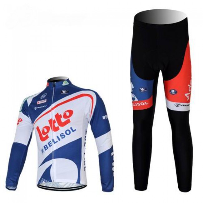 Lotto Belisol Radbekleidung Satz Fahrradtrikot Langarm und Lang Radhose Weiß Blau Lotto Belisol Radbekleidung Satz Fahrradtrikot Langarm und Lang Radhose Weiß Blau