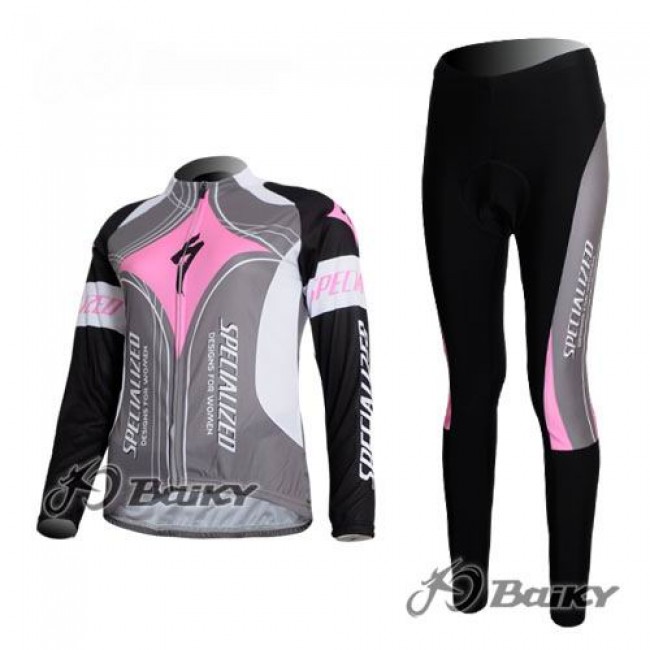 Specialized Pro Team S-Works Radbekleidung Satz Fahrradtrikot Langarm und Lang Radhose Rosa Grau Damen Specialized Pro Team S-Works Radbekleidung Satz Fahrradtrikot Langarm und Lang Radhose Rosa Grau Damen