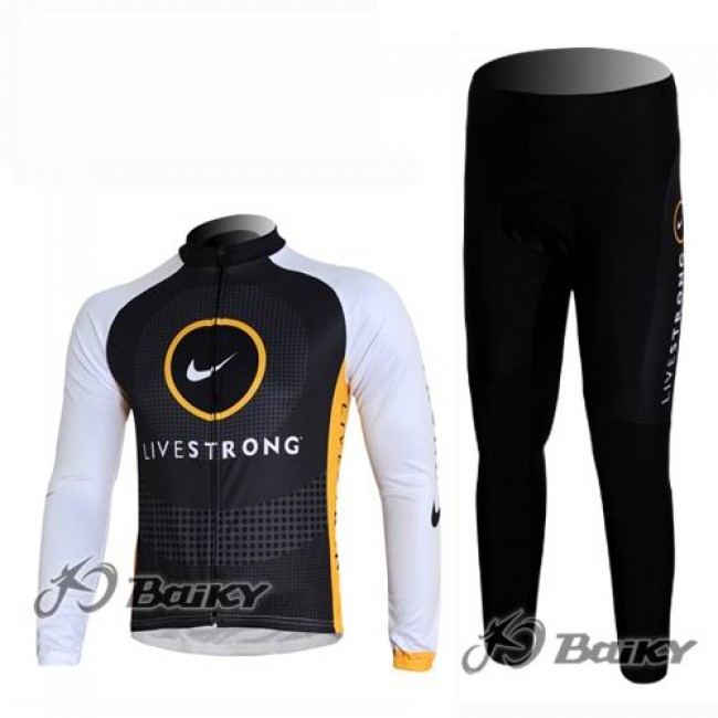 Livestrong Radbekleidung Satz Fahrradtrikot Langarm und Lang Radhose Schwarz Weiß Livestrong Radbekleidung Satz Fahrradtrikot Langarm und Lang Radhose Schwarz Weiß