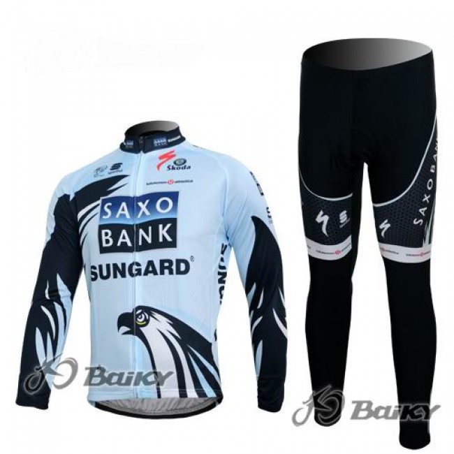 Saxo Bank Sungard Pro Team Radbekleidung Satz Fahrradtrikot Langarm und Lang Radhose Weiß Schwarz Saxo Bank Sungard Pro Team Radbekleidung Satz Fahrradtrikot Langarm und Lang Radhose Weiß Schwarz