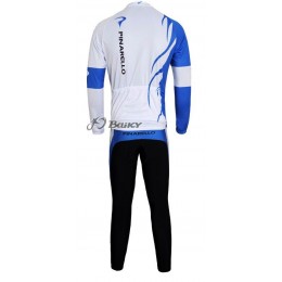 Pinarello Pro Team Radbekleidung Satz Fahrradtrikot Langarm und Lang Radhose Weiß Blau