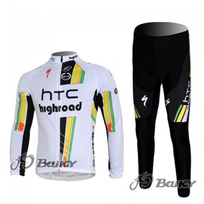 HTC-Highroad Pro Team Radbekleidung Satz Fahrradtrikot Langarm und Lang Radhose Weiß Grün HTC-Highroad Pro Team Radbekleidung Satz Fahrradtrikot Langarm und Lang Radhose Weiß Grün