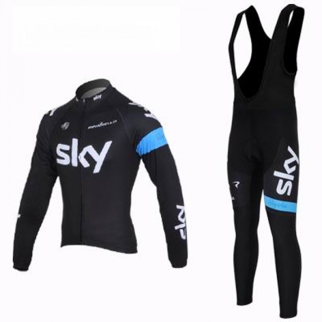 2013 Team Sky Fahrradbekleidung Radtrikot Satz Langarm und Lange Trägerhose Schwarz Blau 2013 Team Sky Fahrradbekleidung Radtrikot Satz Langarm und Lange Trägerhose Schwarz Blau