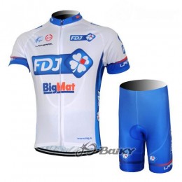 FDJ-BigMatRadbekleidung Radtrikot Kurzarm und Fahrradhosen Kurz Weiß Blau FDJ-BigMatRadbekleidung Radtrikot Kurzarm und Fahrradhosen Kurz Weiß Blau