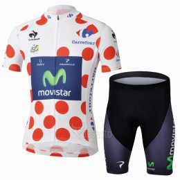 Movistar Gepunktetes Trikot Radbekleidung Radtrikot Kurzarm und Fahrradhosen Kurz