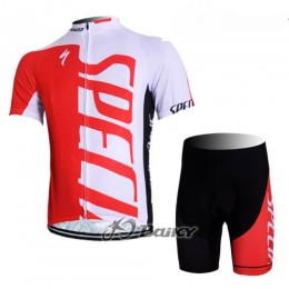 Specialized Radbekleidung Satz Radtrikot Kurzarm und Kurz Trägerhose Rot Weiß