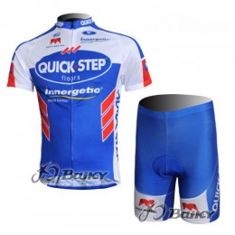 Omega Pharma-Quick Step innergetic Radbekleidung Radtrikot Kurzarm und Fahrradhosen Kurz Blau Weiß