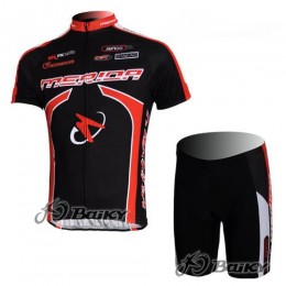 Merida Multivan Flex Stay Radbekleidung Radtrikot Kurzarm und Fahrradhosen Kurz Schwarz Rot