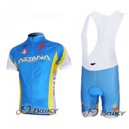 Astana Pro Team Radtrikot Kurzarm Kurz Trägerhose Kits Blau