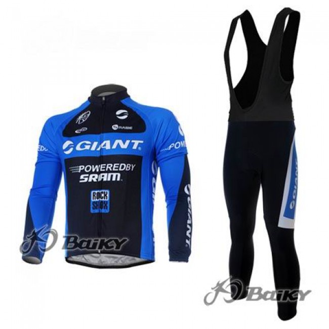 Giant Sram Pro Team Fahrradbekleidung Radtrikot Satz Langarm und Lange Trägerhose Schwarz Blau Giant Sram Pro Team Fahrradbekleidung Radtrikot Satz Langarm und Lange Trägerhose Schwarz Blau