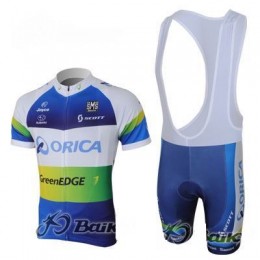 2013 Green Edge ORICA Fahrradbekleidung Satz Fahrradtrikot Kurzarm Trikot und Kurz Trägerhose Blau